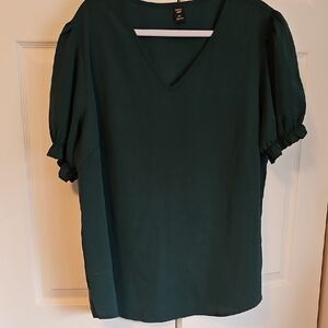 Elegant Green V-Neck Blouse